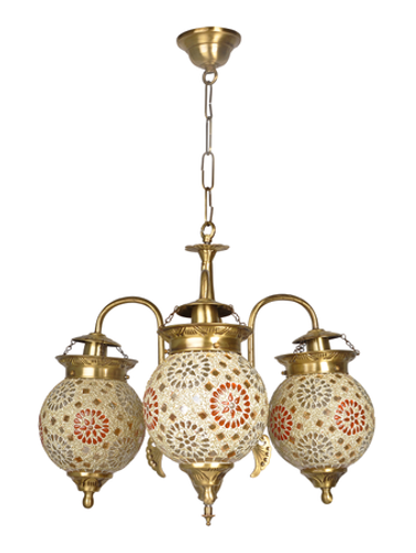 Online India Home Interior Luxury Decorative Fancy Light - Emerald Chandelier Light - Tilak Golden Globes 3 Light Small Chandelier