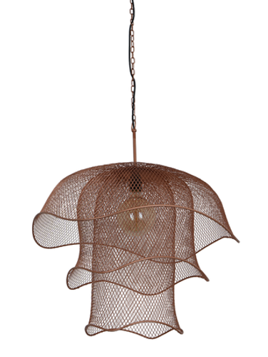 Online India Home Interior Luxury Decorative Fancy Light - Emerald Pendant n Hanging Light - Copper-Finished Petal Steel 25 Inch Wide Wire Mesh Contemporary Ceiling Hanging Light