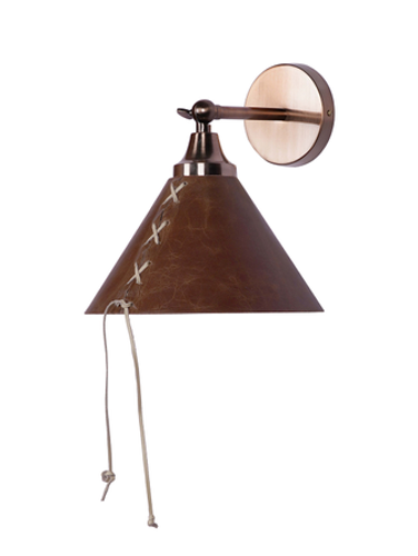 Online India Home Interior Luxury Decorative Fancy Light - Emerald Wall Light - Conical Brown Leather Wall Light