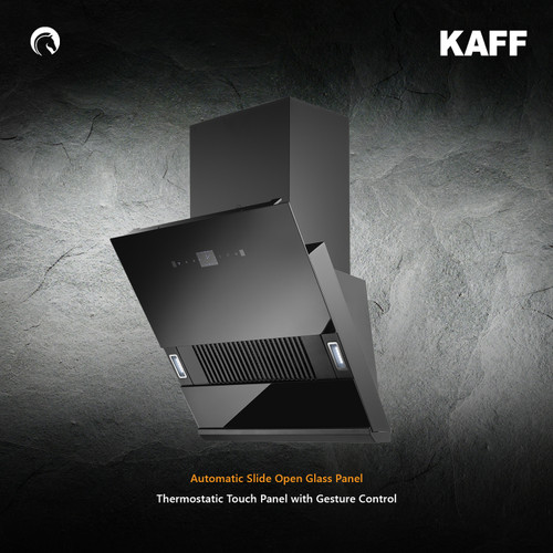 Kaff -  HAWK DHC 60 - Automatic Slide Open Glass Panel - Filter-Less + Dry Heat Auto Clean Technology - Chimney