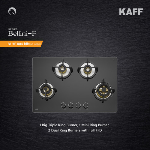 Kaff  Hobs  -  BLH-F 804 BLK - 4 Full Brass High Efficiency Burners With Flame Failure Device