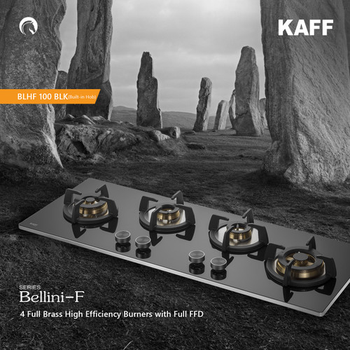 Kaff  Hobs  - BLH-F 100 BLK - 4 Full Brass High Efficiency Burners with Flame Failure Device