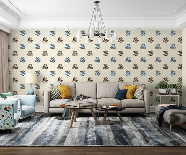 Asian Paints Foliage Stencil Wall Paint Blue Cover