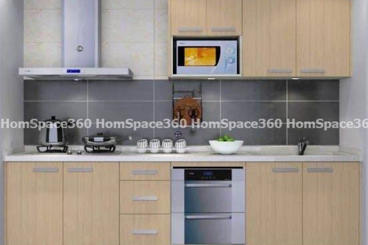 Nexa - Straight Line Modular Kitchen Design in Light Ash Wood  with Membrane Laminate  Veneer Finish Options - HSV-SLK-1015