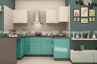 Nexa - U Shaped Modular Kitchen Design in Purpol & White with