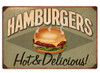 "HAMBURGERS"  REPRODUCTION   METAL  SIGN