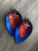 Military Plane Metallic Leather Leaf Earrings