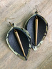 Metal & Brass Leather Leaf Earrings  (Camo)