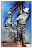 LINEMAN AT WORK----METAL SIGN