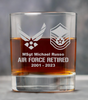 CUSTOMIZED  USAF RETIRED ---WHISKEY GLASS