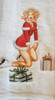 CHRISTMAS PIN-UP GIRLS  ON  WHITE  BATH  TOWELS