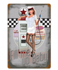 "1950's  PUMP  GIRL"  VINTAGE  METAL  SIGN