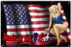 "MADE IN THE USA--PIN-UP WITH FLAG"  METAL  SIGN