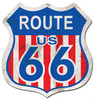"ROUTE 66"  RED, WHITE, AND BLUE  METAL  SIGN