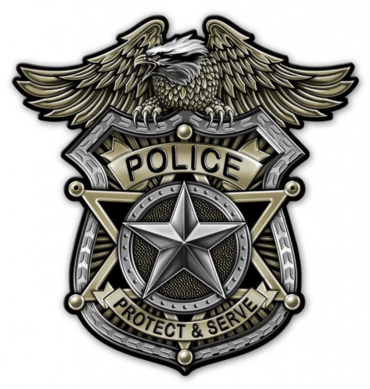 POLICE BADGE METAL SIGN - Pin-Ups For Vets Store