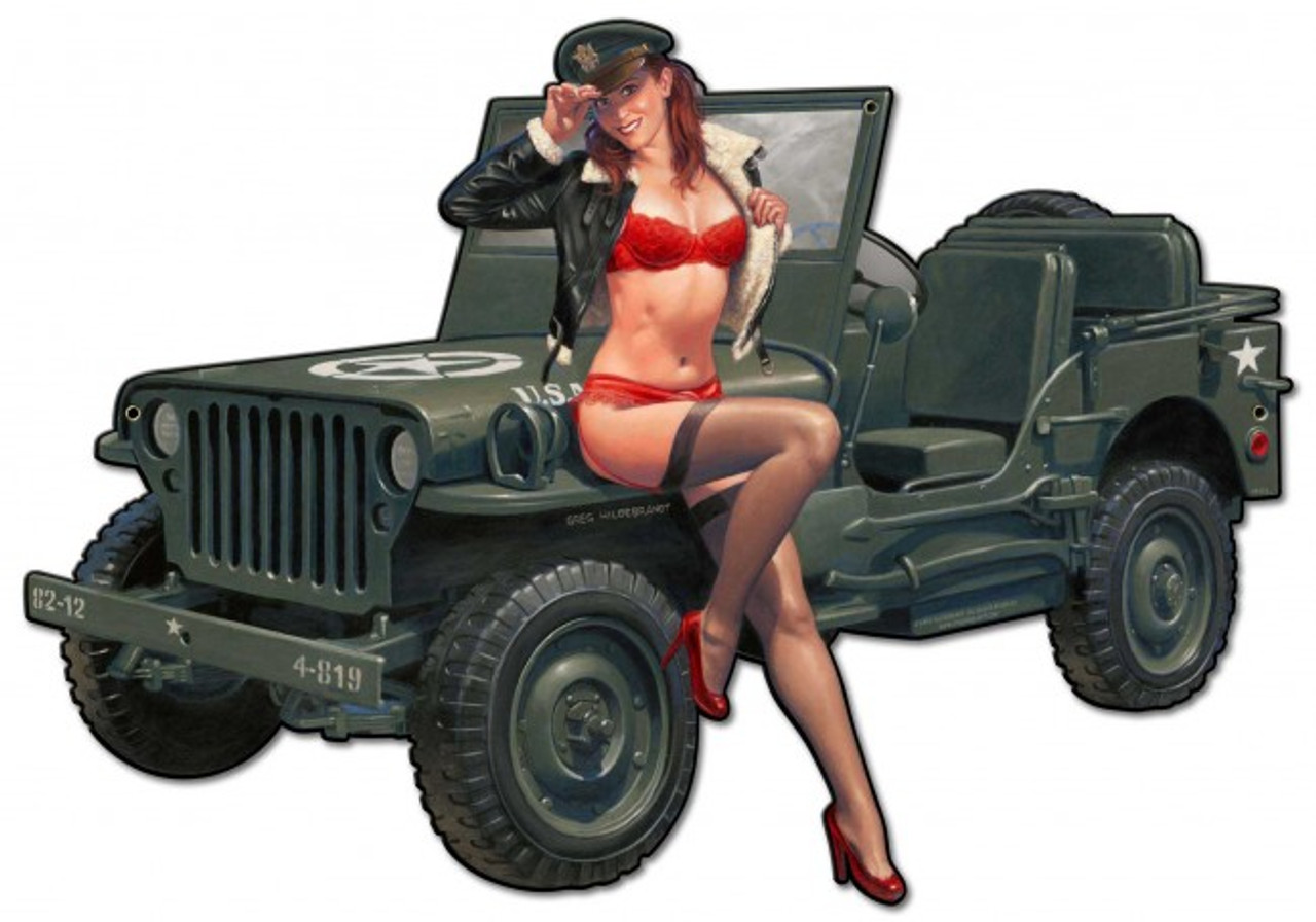 Willys Overland Jeep Pin Up Metal Wall Art Pin Ups For Vets Store