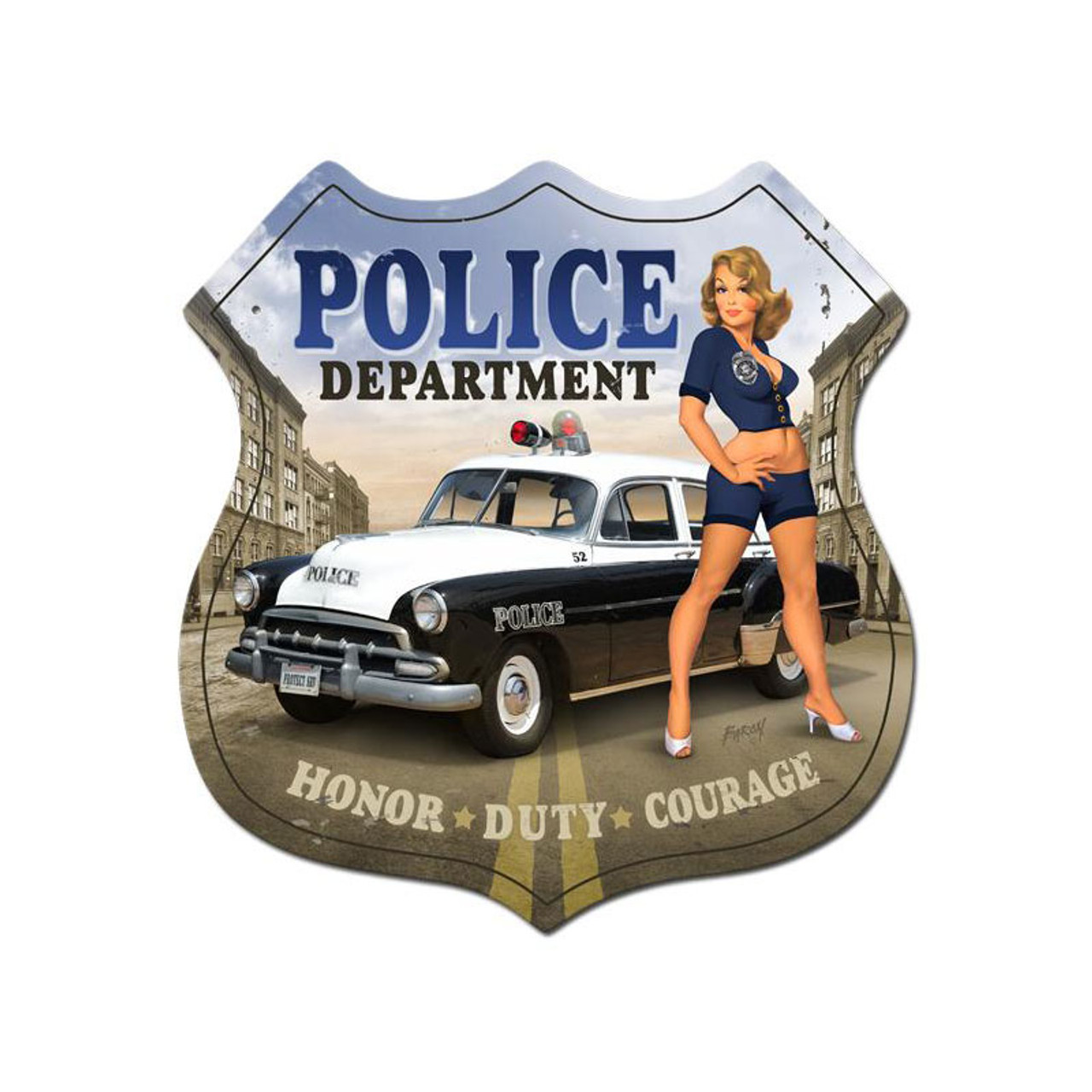 POLICE BADGE METAL SIGN - Pin-Ups For Vets Store