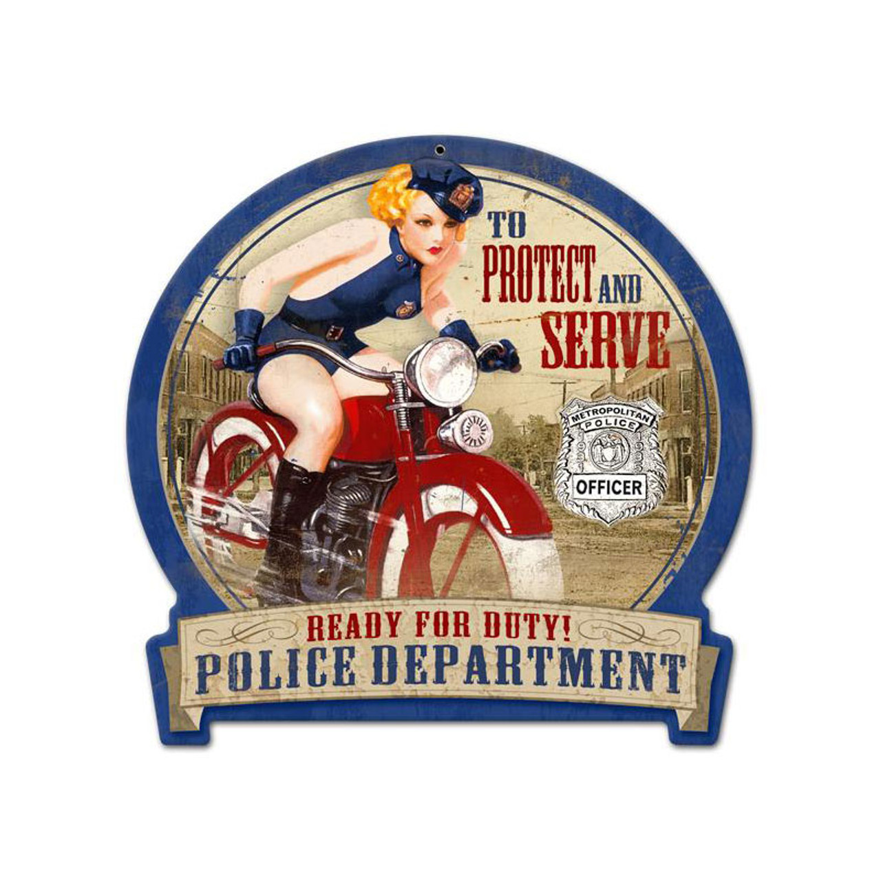 POLICE BADGE METAL SIGN - Pin-Ups For Vets Store