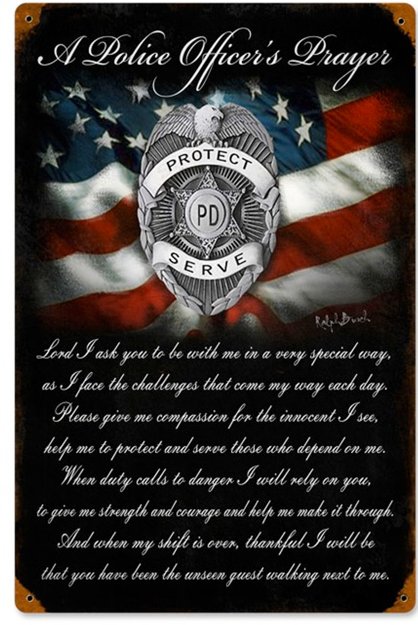 POLICE OFFICER S PRAYER METAL SIGN Pin Ups For Vets Store   RB035  85315.1418278895 