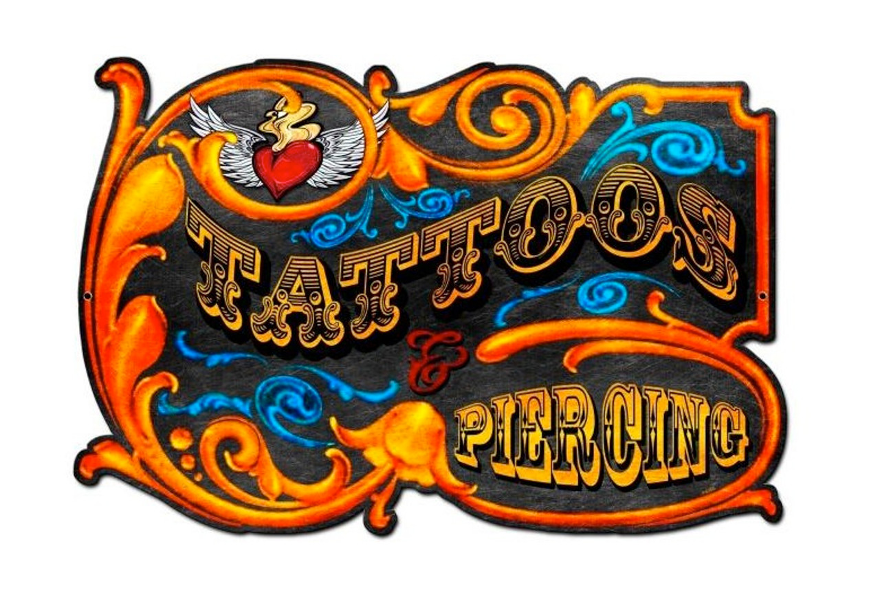 Tattoo salon signboard editorial stock photo. Image of advertisement -  201003968