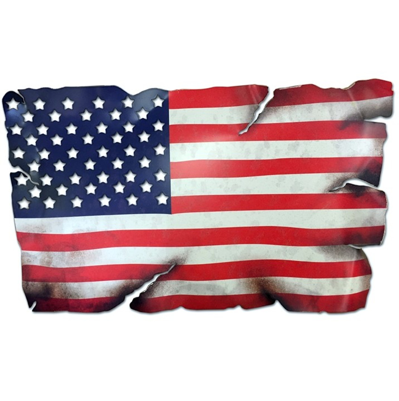 Tattered American Flag Metal Wall Art Pin Ups For Vets Store