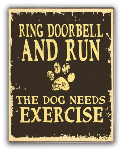 "RING DOORBELL AND RUN!"  WOODEN SIGN