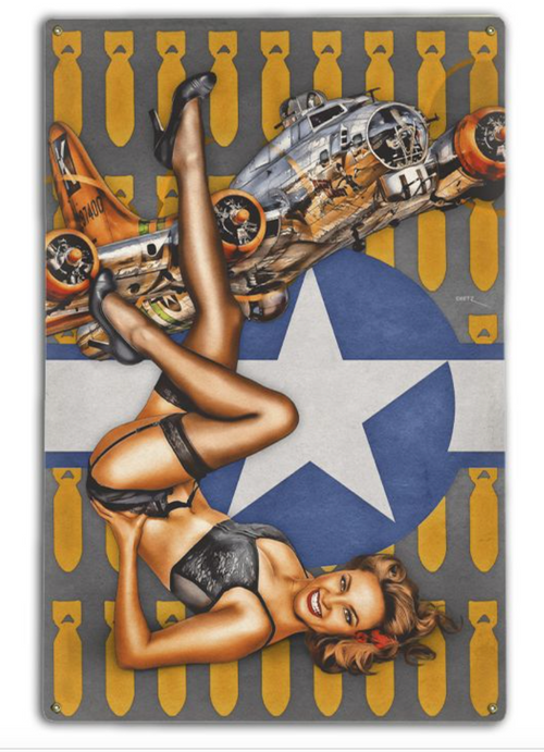 THE B-17 AND THE PIN-UP GIRL-----METAL SIGN