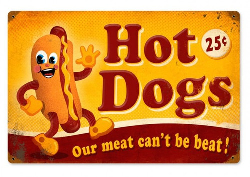 "HOT DOGS"  REPRODUCTION  METAL  SIGN