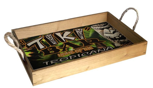 TIKI BAR---12"X18" WOOD SERVING TRAY