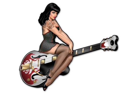 GUITAR  GIRL ------EXTRA LARGE  METAL WALL ART