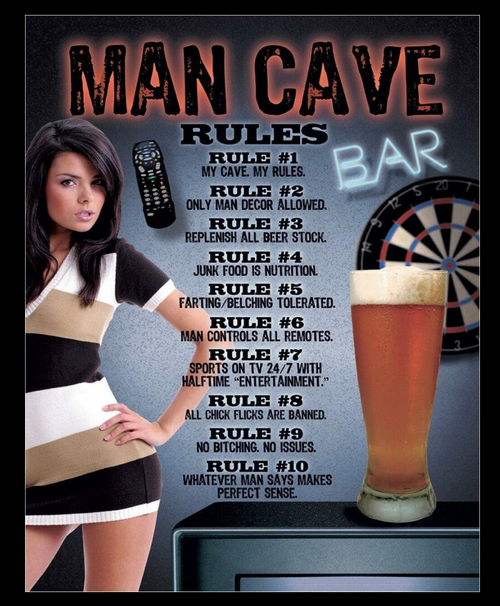 MAN  CAVE  RULES ---------METAL  SIGN