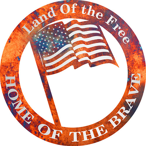 Land Of The Free Home Of The Brave--18×18 inch faux Copper Finish METAL SIGN