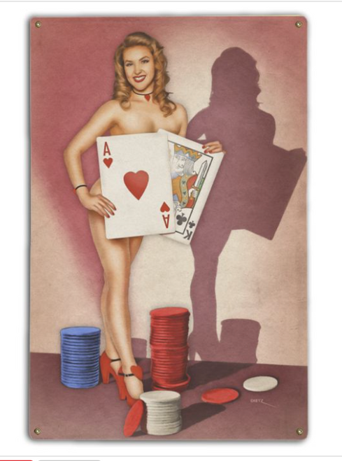 A  WINNING  PAIR  OF  CARDS---METAL SIGN