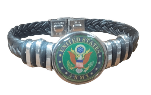 ARMY LOGO-- BRAIDED LEATHER BRACELET---- 