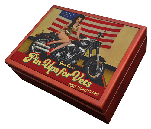 GINA ELISE ON A HARLEY--- MAHOGANY BOX