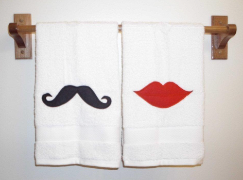 HIS AND HERS -- WHITE HAND TOWELS