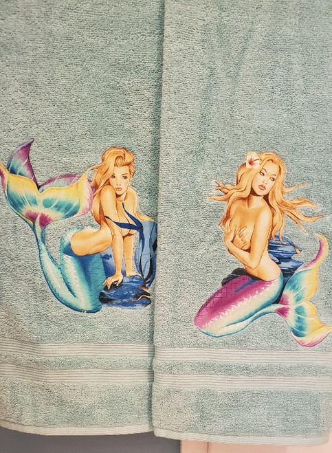 MERMAID  SEA- GREEN  BATH  TOWELS