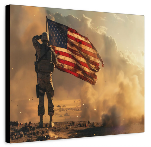  U.S. COMBAT FLAG --SACRIFICE & PRIDE ---CANVAS  PRINT
