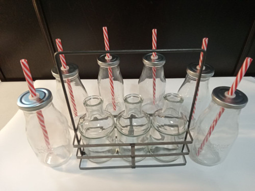 VINTAGE-STYLE  BOTTLES  AND  METAL RACK