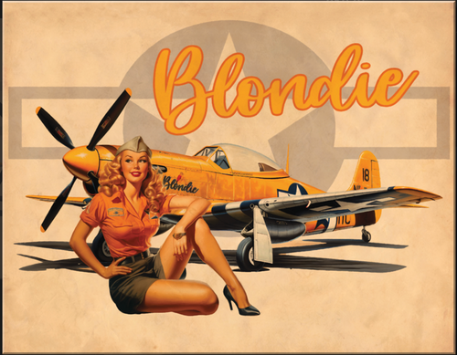 BLONDIE  PIN-UP ------***METAL  SIGN