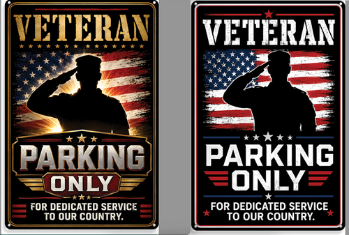 VETERAN  PARKING  ONLY ---METAL  SIGN