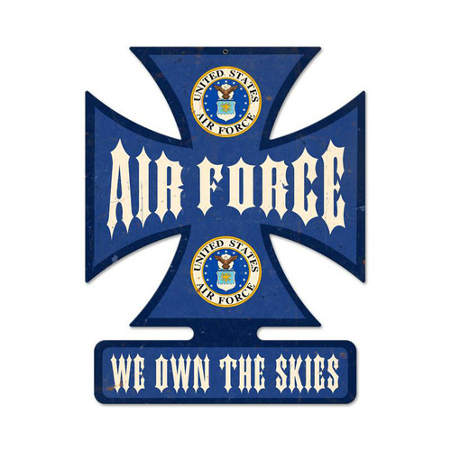 "AIR FORCE--WE OWN THE SKIES" METAL SIGN