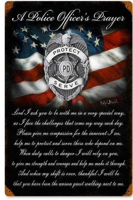 "POLICE OFFICER'S  PRAYER "  METAL SIGN 