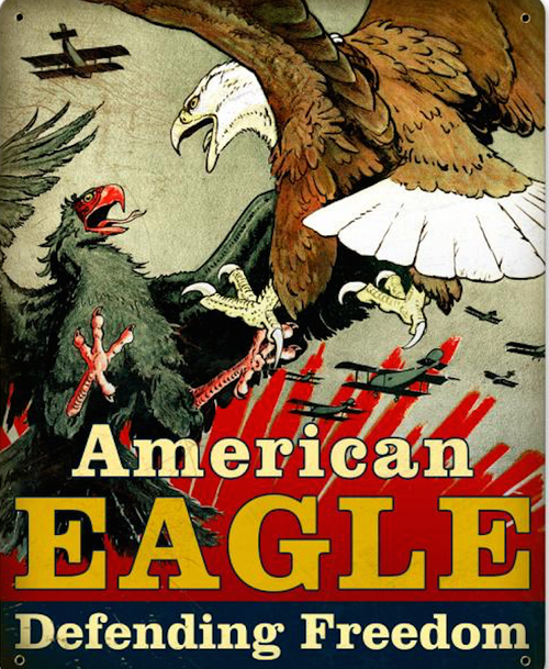 "AMERICAN  EAGLE  DEFENDING  FREEDOM" METAL SIGN