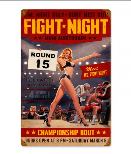 "FIGHT  NIGHT"  METAL  SIGN