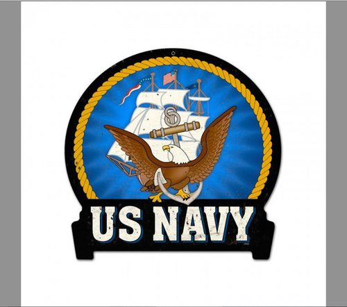 "US  NAVY  BANNER"  METAL  SIGN