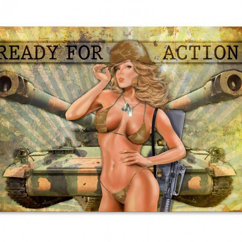 "READY  FOR  ACTION"  METAL  SIGN