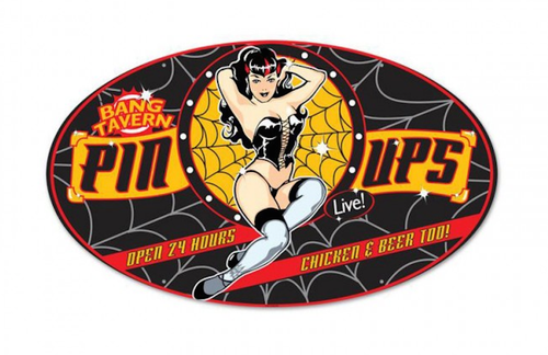 "PIN-UPS  TAVERN"  METAL  SIGN