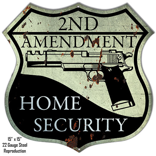 "DISTRESSED REPRODUCTION 2ND AMENDMENT"  METAL SIGN 