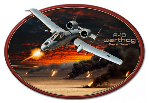 "A-10 Warthog"   Metal  Oval  Sign